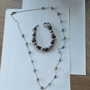 Elegant Silver and Gold Beaded Jewelry Set